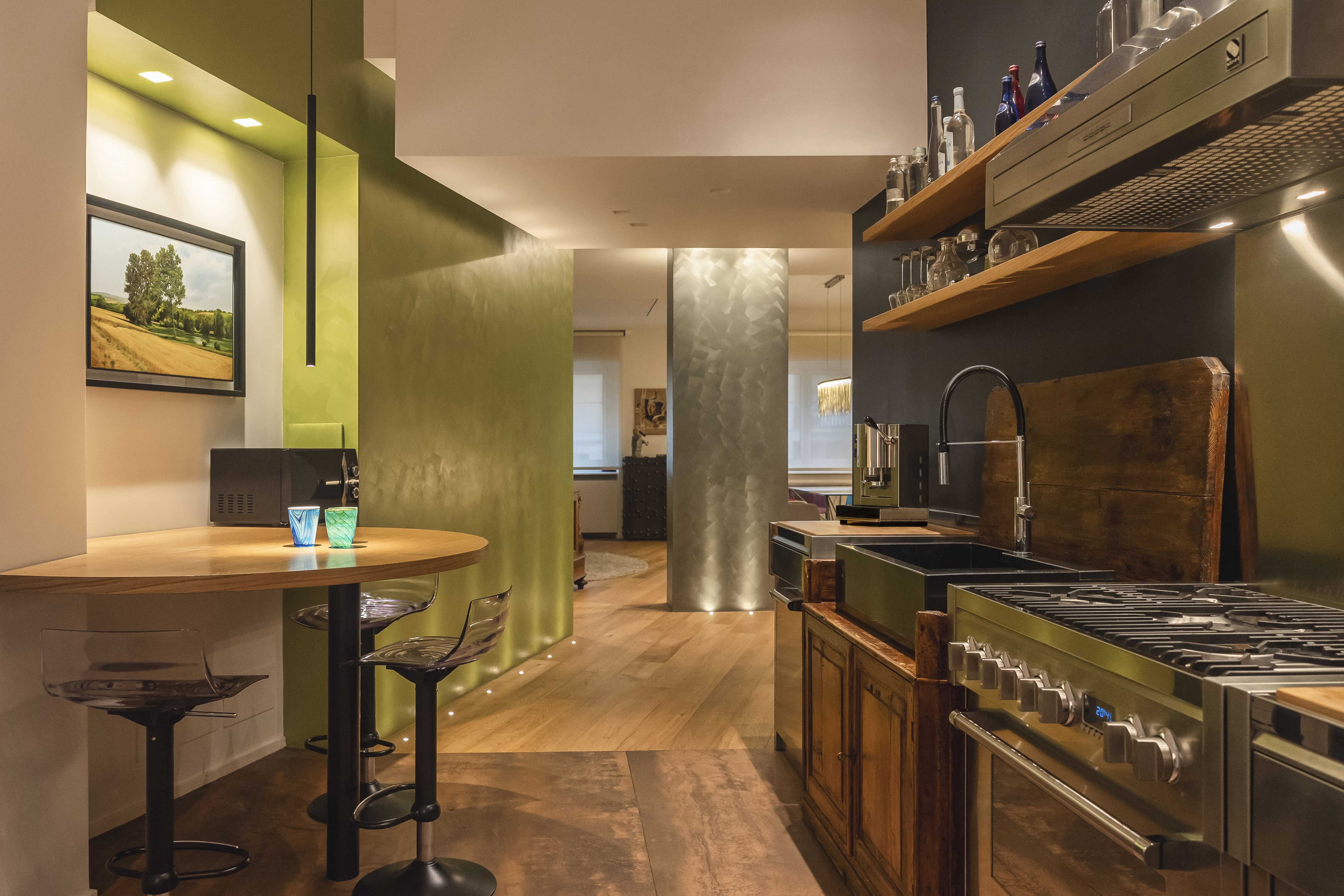 Cucina moderna e industrial appartamento contemporaneo Genova